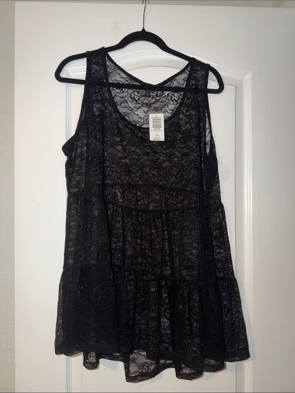 torrid Black Lace Tiered Sleeveless Camisole